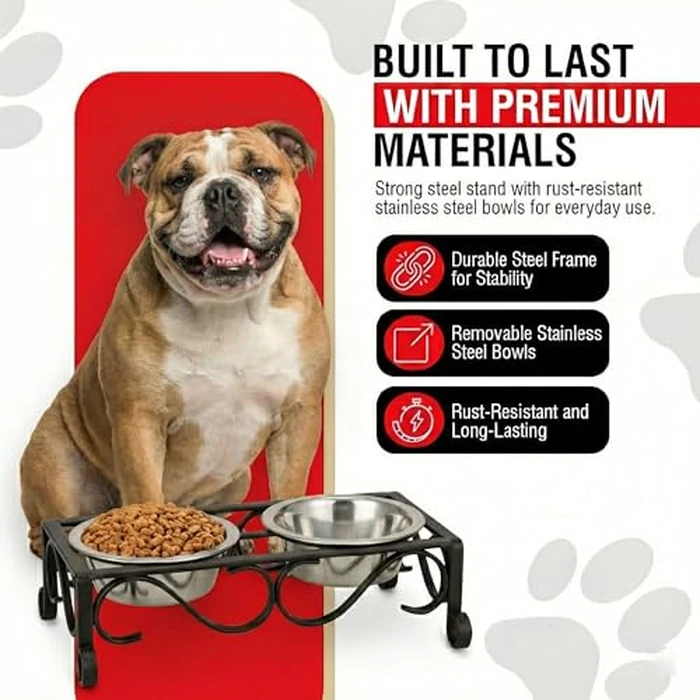 Loving Pets Elevated Dog Bowls - Raised Stainless Steel Dog Bowls with Steel Stand - Non-Skid, No Spill Feeder for Small, Medium & Large Dogs - Easy to Clean, Durable Raised Dog Feeding Station by Loving Pets - Image 3