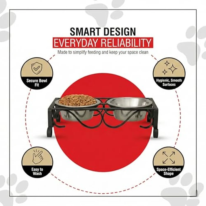 Loving Pets Elevated Dog Bowls - Raised Stainless Steel Dog Bowls with Steel Stand - Non-Skid, No Spill Feeder for Small, Medium & Large Dogs - Easy to Clean, Durable Raised Dog Feeding Station by Loving Pets - Image 4