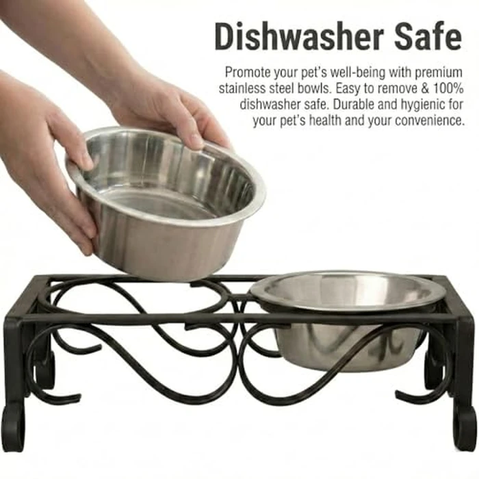 Loving Pets Elevated Dog Bowls - Raised Stainless Steel Dog Bowls with Steel Stand - Non-Skid, No Spill Feeder for Small, Medium & Large Dogs - Easy to Clean, Durable Raised Dog Feeding Station by Loving Pets - Image 7