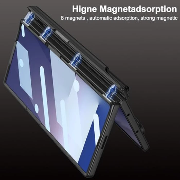 for Samsung Galaxy Z Fold 7 Case with Wrist Strap & Screen Protector & S Pen Slot,Magnetic Hinge Protective Bumper Case Ultra Slim Shockproof Anti-Scratch for Samsung Z Fold 7 (Black) by SOUTEM - Image 3