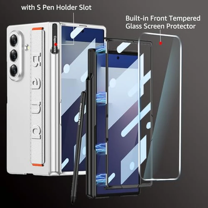 for Samsung Galaxy Z Fold 7 Case with Wrist Strap & Screen Protector & S Pen Slot,Magnetic Hinge Protective Bumper Case Ultra Slim Shockproof Anti-Scratch for Samsung Z Fold 7 (Black) by SOUTEM - Image 5