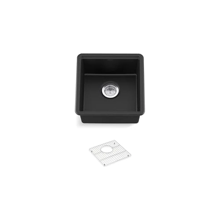 KOHLER Billings 18" Undermount Bar Sink, Single Bowl, Neoroc Composite, Matte Finish, Compact Prep Sink for Wet Bar or Kitchen Island, Matte Black, K-33711-CM1 by Kohler - Image 1
