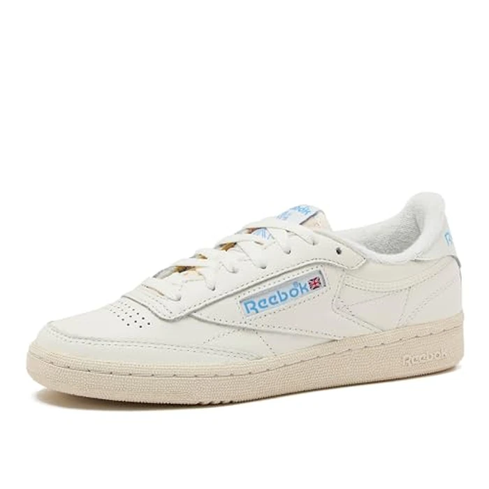 Reebok Womens Club C 85 Vintage Sneaker, Chalk/Alabaster/Sky Blue, 5.5 US by Reebok - Used - Like New condition