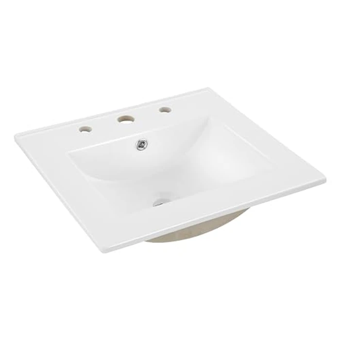 JONATHAN Y SNK1000A Ancillary 3-Hole 20 in. W x 18.25 in. D Classic Contemporary Rectangular Ceramic Single Sink Basin Vanity Top, White by JONATHAN Y - Used - Very Good condition - US$57.58