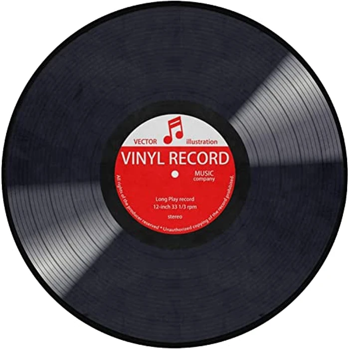 keepcute Music Record Black Round Area Rug for Bedroom Living Room Study Playing Non-Slip Floor Mat Carpet Home Decor Rugs, 6' x 6' Round by keepcute - Image 2