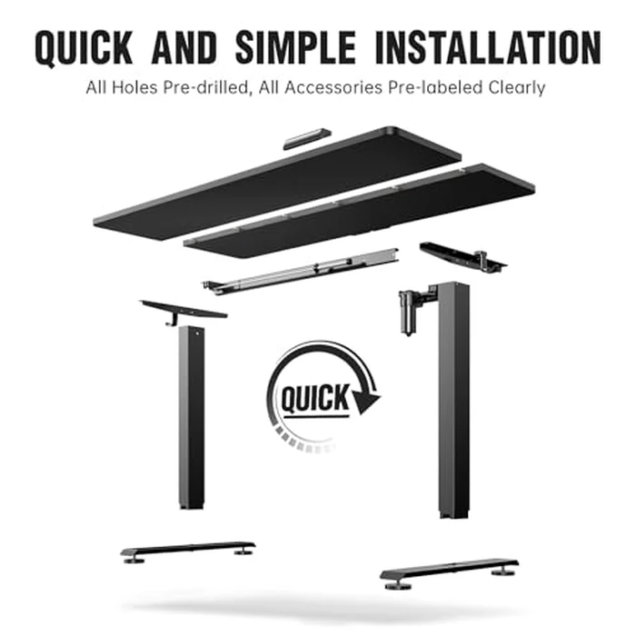 Veken 63x23.6 Inch Large Electric Standing Desk, Heights Adjustable,Sit to Stand Up, Work Home Office Computer Table for Walking Pad, Wooden Desktop Desks, Black by Veken - Image 4