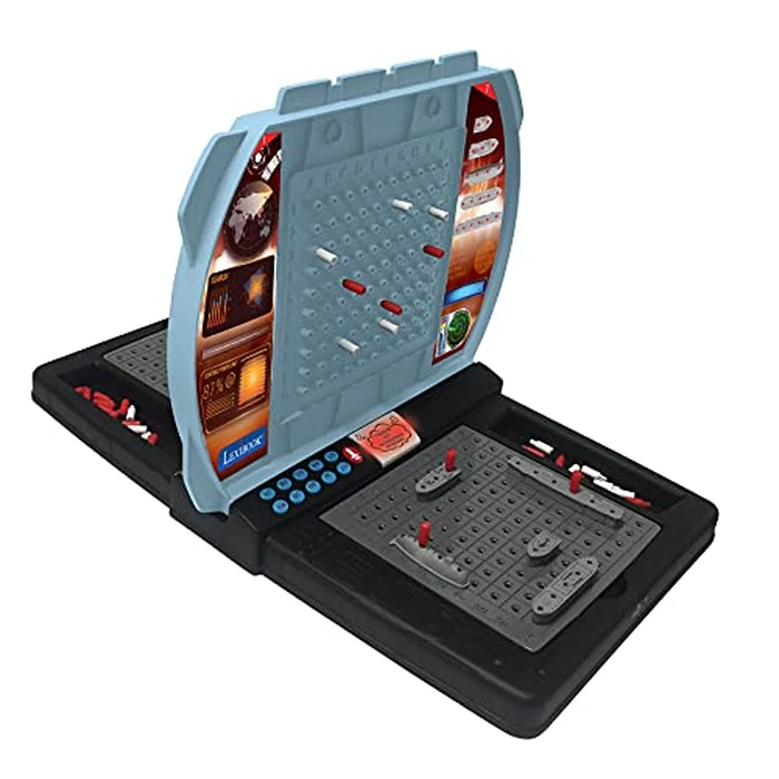 LEXiBOOK Talking Sea Battle (French, English, Spanish, Portuguese), Electronic Board Game 1 or 2 Players, Interactive, Light and Sound Effects, Strategy, Battery Operated, Grey/Black, GT2800US by LEXiBOOK - Used - Acceptable condition - US$30.19