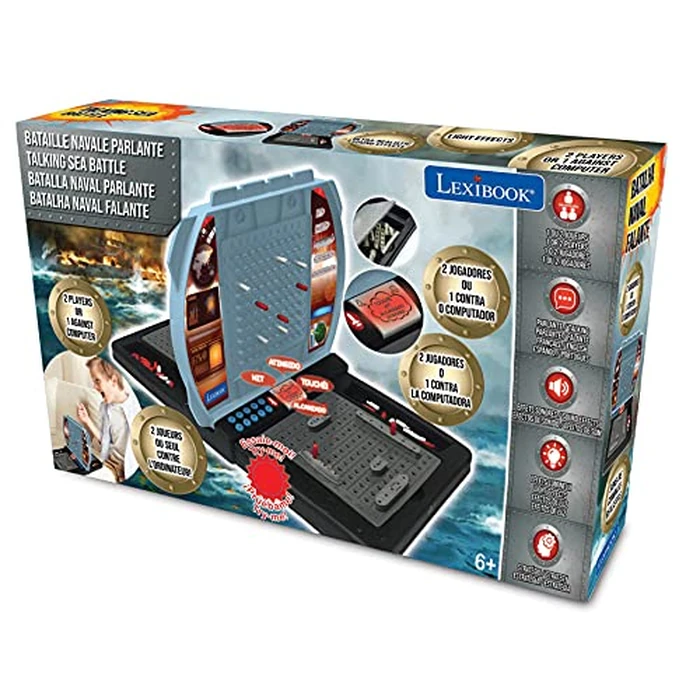 LEXiBOOK Talking Sea Battle (French, English, Spanish, Portuguese), Electronic Board Game 1 or 2 Players, Interactive, Light and Sound Effects, Strategy, Battery Operated, Grey/Black, GT2800US by LEXiBOOK - Image 7