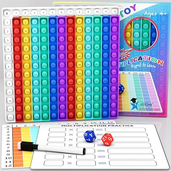 COOVA Multiplication Chart Pop It - Multiplication Game Board, 12x12 Times Table Math Game Board for Kids Learning, Educational Multiplication Machine Toy by COOVA - Image 1