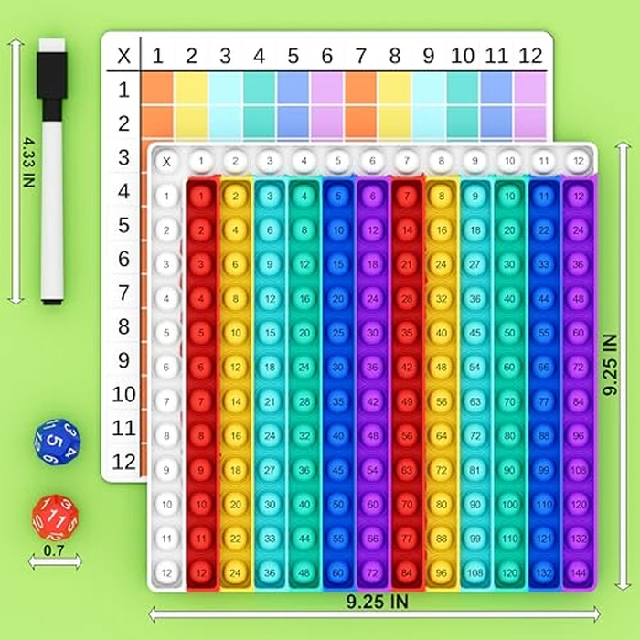 COOVA Multiplication Chart Pop It - Multiplication Game Board, 12x12 Times Table Math Game Board for Kids Learning, Educational Multiplication Machine Toy by COOVA - Image 6