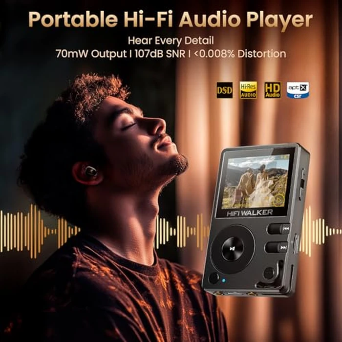 HIFI WALKER H2 HiFi MP3 Player with Bluetooth, Lossless DSD DAC FLAC, High Resolution Music Player, Portable Audio Player with 128GB Memory, Supports up to 512GB by HIFI WALKER - Image 2