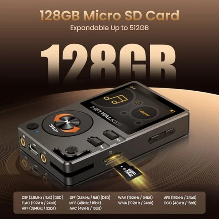 HIFI WALKER H2 HiFi MP3 Player with Bluetooth, Lossless DSD DAC FLAC, High Resolution Music Player, Portable Audio Player with 128GB Memory, Supports up to 512GB by HIFI WALKER - Image 5