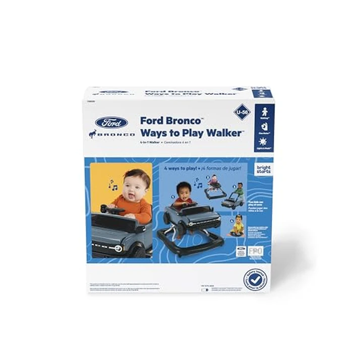 Bright Starts Ford Bronco 4-in-1 Blue Grey Baby Activity Center & Push Walker with Removable Interactive Steering Wheel -Toy, 6 Months and up by Bright Starts - Image 8