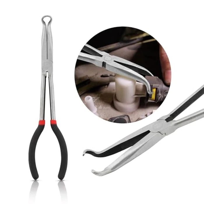 Electrical Disconnect Plier, Professional Automotive Electrical Disconnect Plier Hose Repair Tool Radiator Hose Clamp Long Spark Plug Removal Pliers for Cars (size:275mm/11inch) by EMVANV - Used - Like New condition