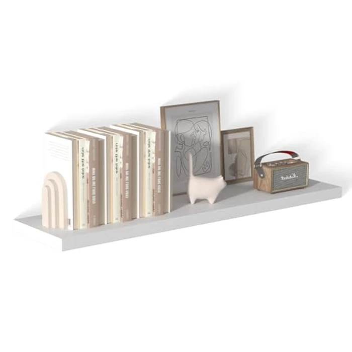 Landmok Large Floating Shelves for Wall 1 Pack Deep Floating Shelves No Drilling Accessories Included Deep Wall Shelves for Living Room Kitchen Farmhouse 48" W x 12" D x 1.2" H White by Landmok - Image 1
