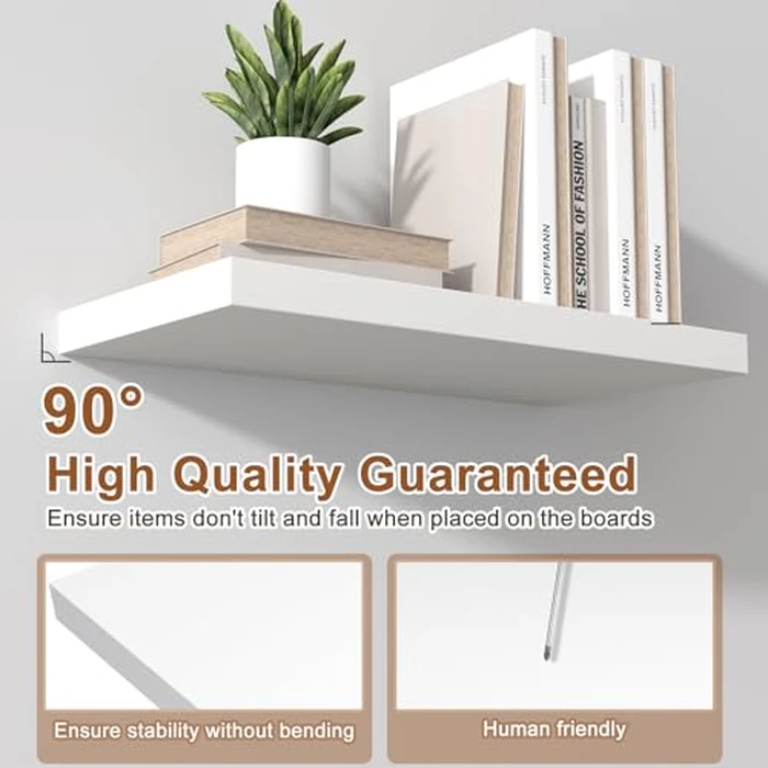 Landmok Large Floating Shelves for Wall 1 Pack Deep Floating Shelves No Drilling Accessories Included Deep Wall Shelves for Living Room Kitchen Farmhouse 48" W x 12" D x 1.2" H White by Landmok - Image 5