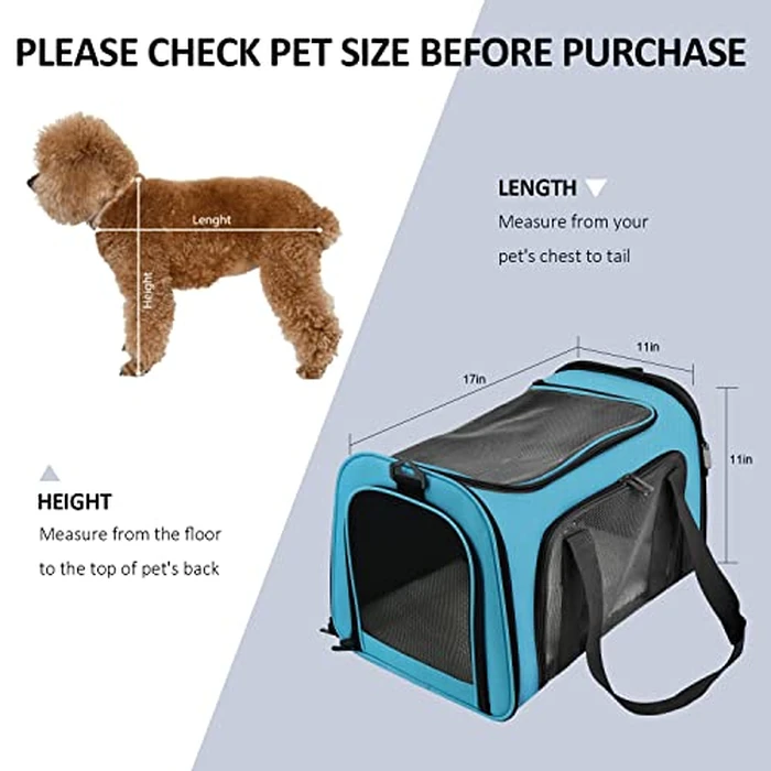 Henkelion Pet Carrier for Small Medium Cats Puppies up to 15 Lbs, Airline Approved Small Dog Travel Puppy Carrier Soft Sided, Collapsible - Blue by Henkelion - Image 8