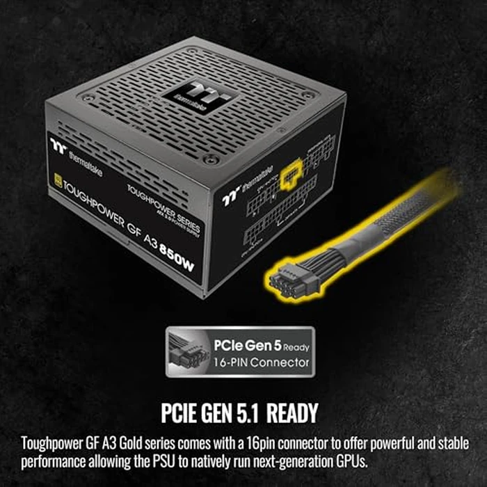 Thermaltake Toughpower GF A3 850W, True 450W 12V-2x6 Connectors on PSU & NVIDIA RTX 50 Series, ATX 3.1/PCI-E 5.1, 80+ Gold, SLI/Crossfire Ready Power Supply, PS-TPD-0850FNFAGU-L, 10 Year Warranty by Thermaltake - Image 4
