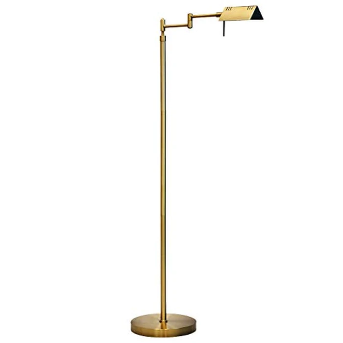 O’Bright Dimmable LED Pharmacy Floor Lamp, 12W LED, Full Range Dimming, 360 Degree Swing Arms, Adjustable Heights, Standing Lamp for Reading, Sewing, and Craft, ETL Listed, Antique Brass (Gold) by O'Bright - Used - Acceptable condition