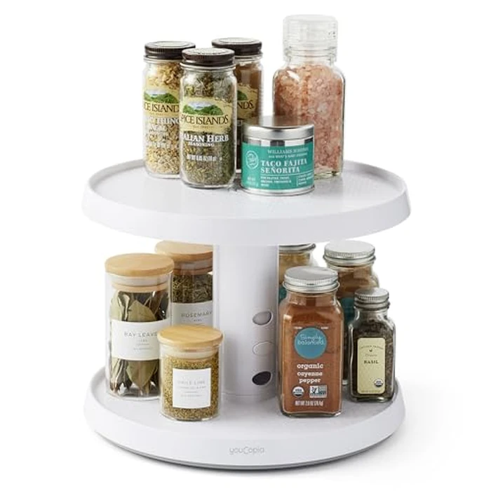 YouCopia Crazy Susan Two-Tier Turntable, Height-Adjustable Lazy Susan Organizer for Kitchen Cabinet and Pantry Organization and Storage by YouCopia - Used - Good condition - CA$17.85