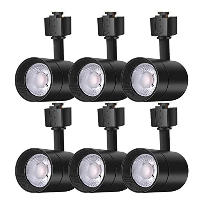 FLSNT 12W LED J Type Track Lighting Head, 75W Equivalent, 3000K Soft White, 800LM CRI90 Dimmable Track Lighting, 24 degreesSpotlight Heads, Juno Compatible Track Light for Accent Lighting, Black, 6 Pack by FLSNT - Image 1