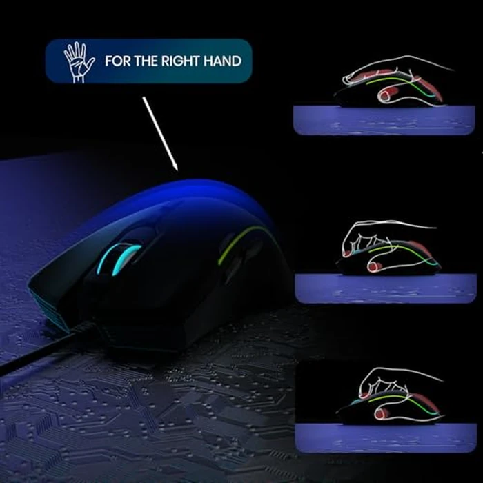 MKETech Electronics Wired Gaming Mouse - Computer Corded Mouse with 6 Programmable Buttons, Up to 7200 DPI Optical Sensor, RGB Lighting, for PC Laptop, Black (Cool Viper) by MKETech Electronics - Image 5
