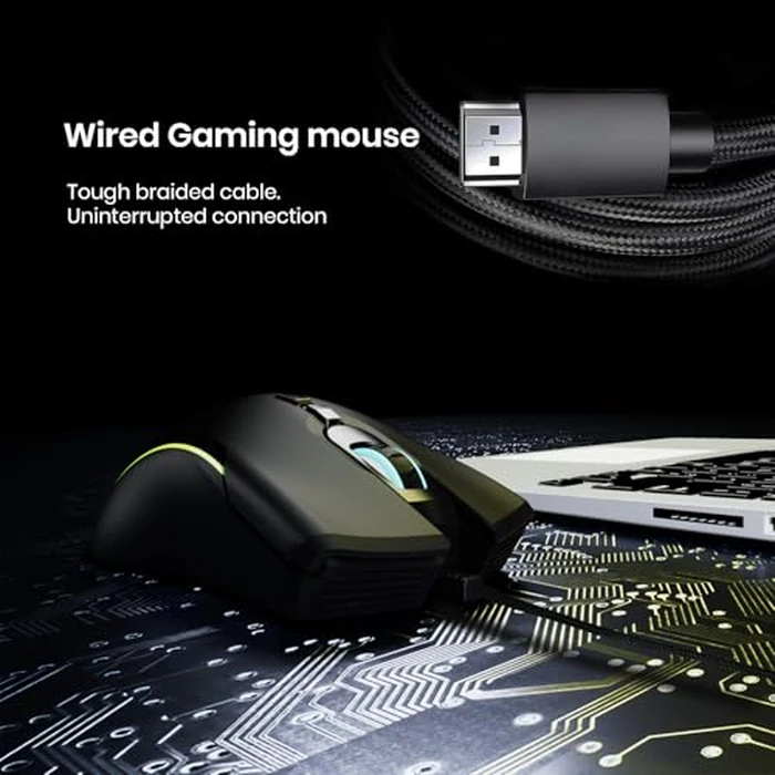 MKETech Electronics Wired Gaming Mouse - Computer Corded Mouse with 6 Programmable Buttons, Up to 7200 DPI Optical Sensor, RGB Lighting, for PC Laptop, Black (Cool Viper) by MKETech Electronics - Image 6