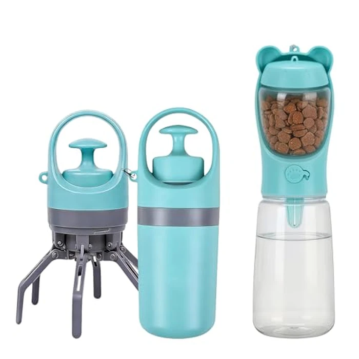 Pooper Scooper for Dogs, Dog Water Bottle with Food Container, Portable Claw Waste Scoop, Easy Clean Up Tool, Lightweight Built-in Garbage Bag Dispenser（Dog Walking Set） by Generic - Used - Very Good condition - US$15.35