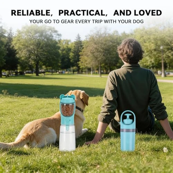 Pooper Scooper for Dogs, Dog Water Bottle with Food Container, Portable Claw Waste Scoop, Easy Clean Up Tool, Lightweight Built-in Garbage Bag Dispenser（Dog Walking Set） by Generic - Image 7