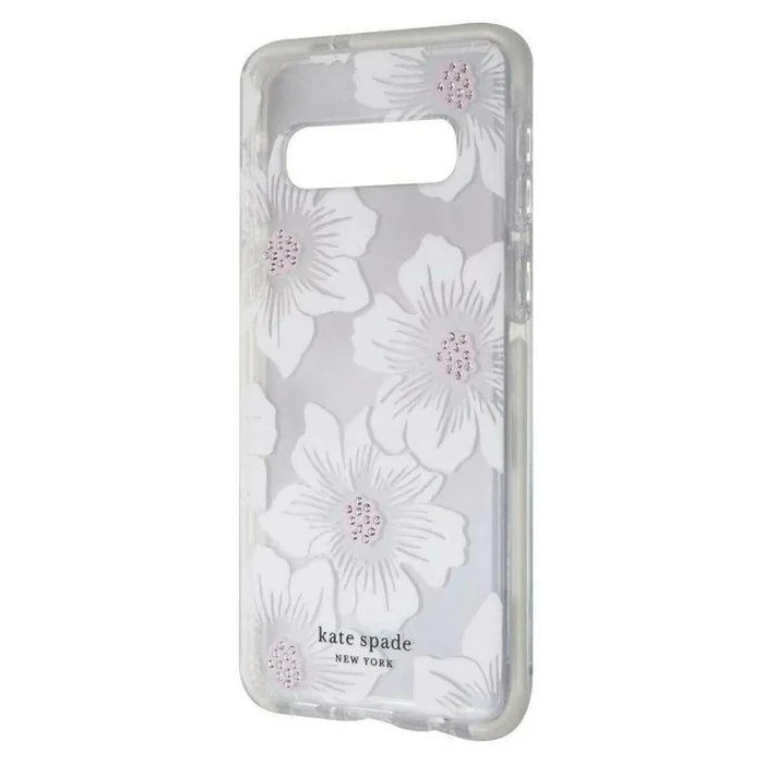 Kate Spade Defensive Hardshell Case for Samsung Galaxy S10 - White Hollyhock Clear by Kate Spade - Refurbished - Brand New condition - US$20.98