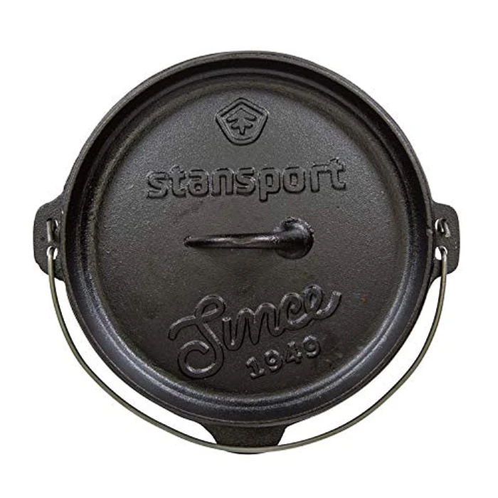 Stansport's Cast Iron Dutch Oven with Lid (16023) - Large 4 Quart Capacity, Durable Cast Iron Construction, Perfect for Outdoor Cooking, Home Kitchen and Camping Trips, Flat Bottom Design by StanSport - Image 6