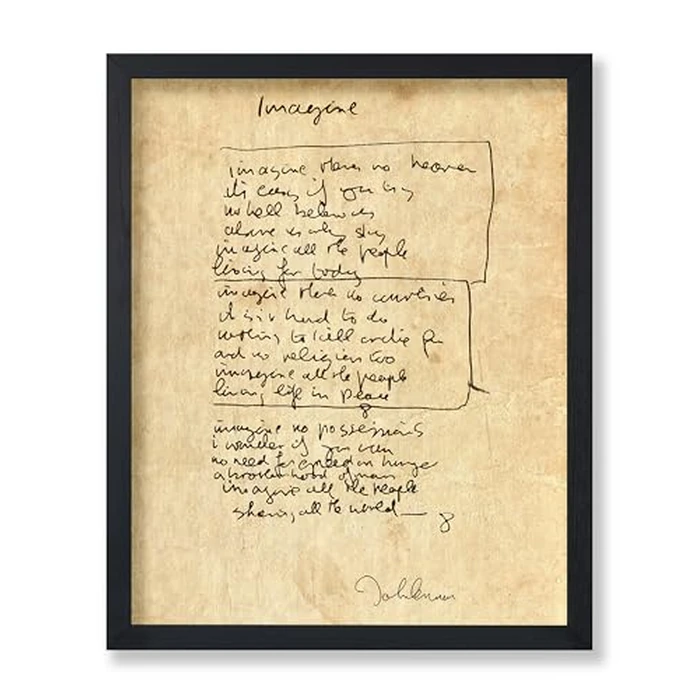 Poster Master Vintage Imagine Print - Retro Music Poster - Lyrical Draft Art - Gift for Artist, Singer - Handwritten Typography Design - Decor for Living Room, Office or Studio - 11x14 UNFRAMED Wall Art by Poster Master - Used - Like New condition