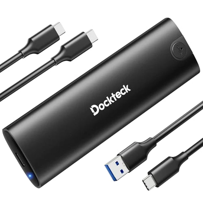 dockteck M.2 NVMe SATA SSD Enclosure Adapter, Tool-Free USB 3.2 Gen 2 10Gbps NVMe to USB Adapter for SSDs 2230/2242/2260/2280, External Solid State Drive Case Supports M-Key/B+M Key and UASP (Black) by dockteck - Used - Like New condition - US$18.81