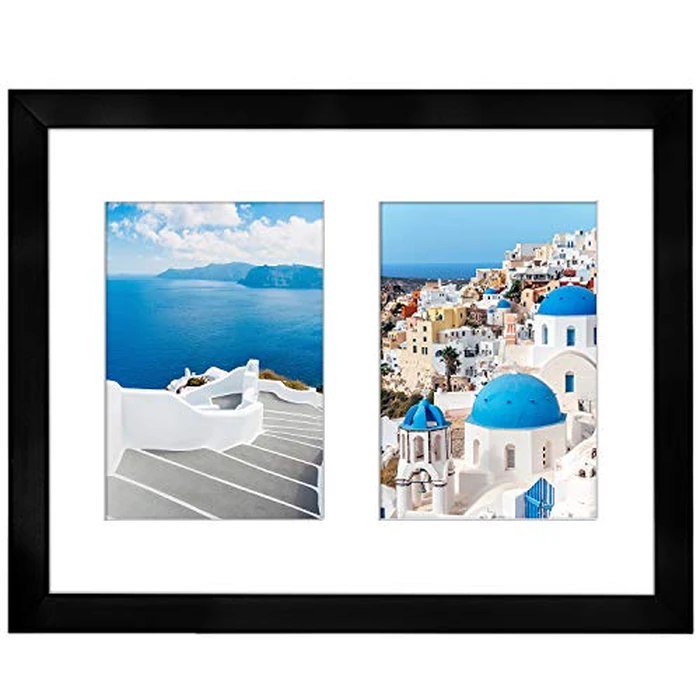 Americanflat 5x7 Double Picture Frame with Shatter-Resistant Glass - Fits Two 5x7 Photos or Use as One 11x14 Picture Frame - Signature Collection - Collage Frames for Wall Display - Black by Americanflat - Used - Very Good condition - US$10.93