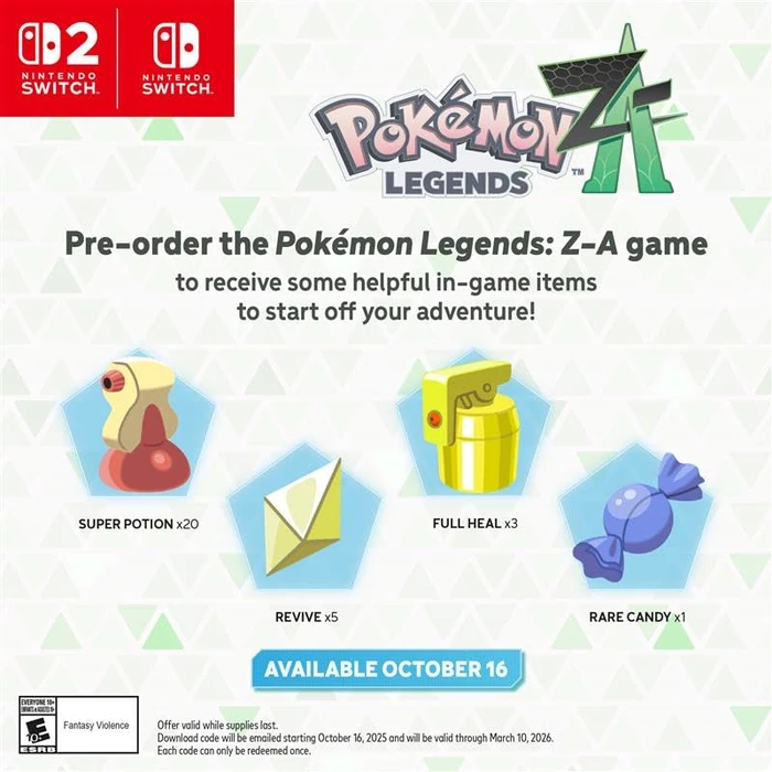 Pokémon(TM) Legends: Z-A - Nintendo Switch(TM) 2 Edition by Nintendo - Used - Like New condition - US$59.99