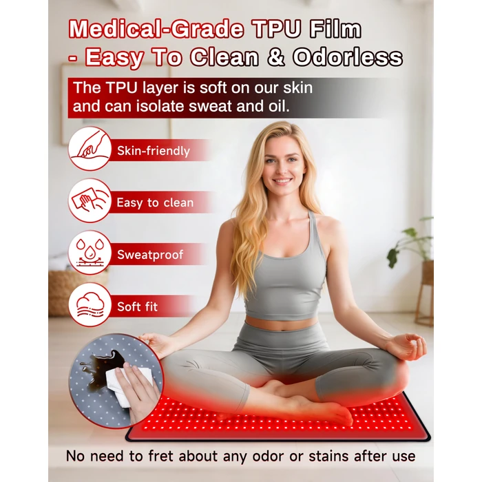 Kaoudt Red Light Therapy Mat 29.3" x 13", 330 LEDs Medical-Grade TPU Red Light Therapy Pad, 660nm&850nm Infrared Light Therapy for Body Pain Relief (Black) by Kaoudt - Image 3
