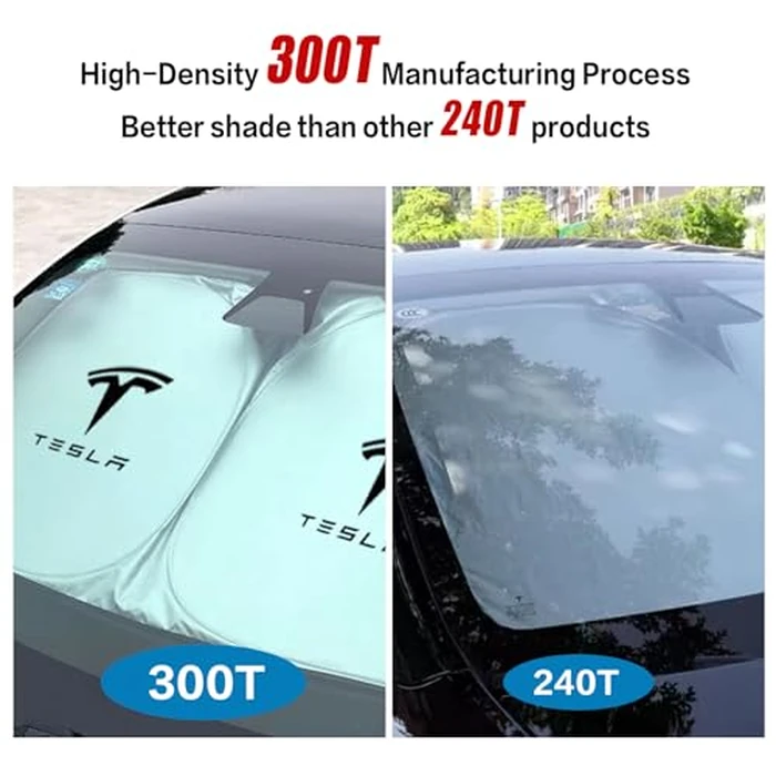 300T Sunshade for Tesla Model Y Model 3, Car Accessories 2026 for Tesla, Front Window Sunshade with Organizer Bag, Gifts for Tesla Owners by YOYGAG - Image 2