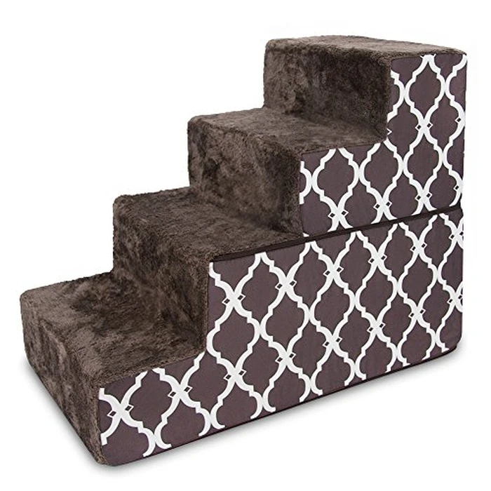 Foldable Pet Steps/Stairs with CertiPUR-US Certified Foam by Best Pet Supplies - Brown Lattice, 4-Steps (H: 22") (ST245T-L) by Best Pet Supplies - Used - Very Good condition - US$43.87
