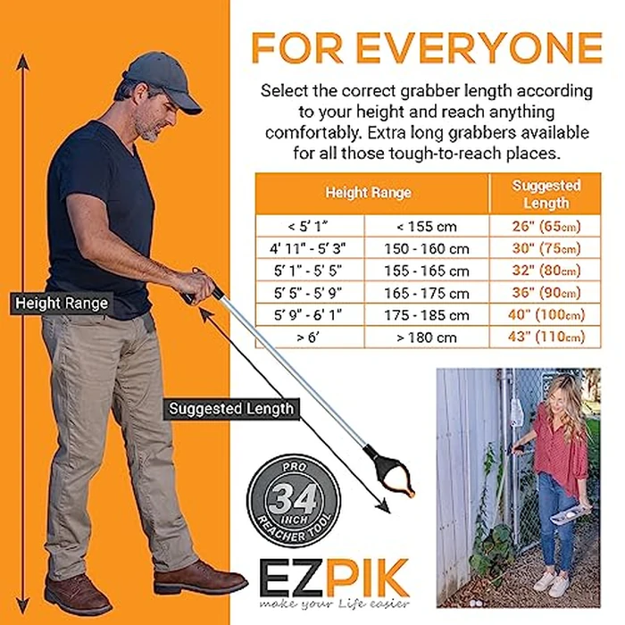 EZPIK Pro 34" Grabber Reacher Tool for Seniors - Grabbers for Elderly Reaching Tool Heavy Duty Pickup Trash Picker Upper Equipment - Claw Grabber Stick for Reaching Aids, Weed Gripper 3-Pack by EZPIK - Image 6