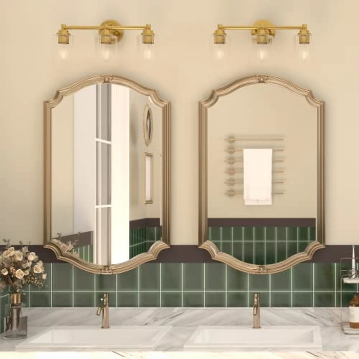 Inlight Bathroom Light Fixture Over Mirror, 3-Light Gold Vanity Light with Inward Ribbed Clear Glass Shade, (8-3/4" H x 20" W) Modern Wall Sconce, Bulb Not Included, E12 Base, Hardwired, IN-0444-3-GD by GETINLIGHT - Image 5