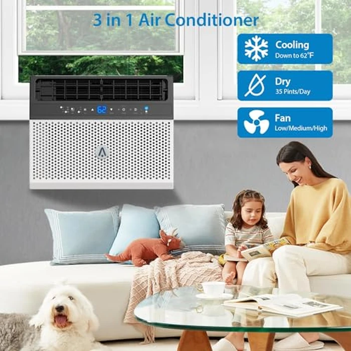 8,000 BTU Window Air Conditioner (Window AC Unit), U-Shaped Smart Window AC with Quiet Operation, 6 Modes & 24H Timer Energy-Saving Air Conditioner Window Unit for Rooms Up to 370 Sq. Ft by ActiveTrail - Image 3