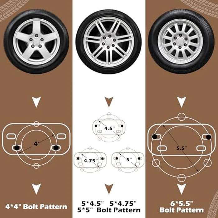 Outus Heavy Duty High Mount Spare Tire Carrier Black Iron Boat Trailer Spare Tire Mount for 4 5 6 Lugs Trailer Wheels on 4" 4.5'' 4.75'' 5'' and 5.5'' Bolt Patterns with U Bolts Lock Nuts Lug Nuts by Outus - Image 5