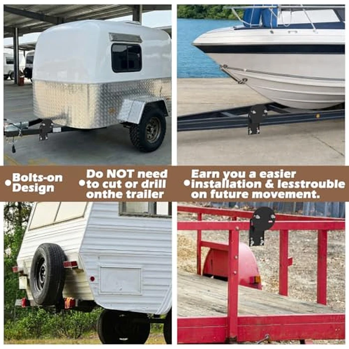 Outus Heavy Duty High Mount Spare Tire Carrier Black Iron Boat Trailer Spare Tire Mount for 4 5 6 Lugs Trailer Wheels on 4" 4.5'' 4.75'' 5'' and 5.5'' Bolt Patterns with U Bolts Lock Nuts Lug Nuts by Outus - Image 6