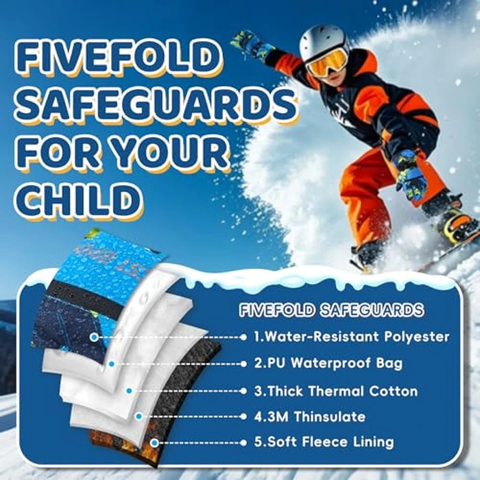West Biking Winter Gloves for Boys and Girls, 3M Thinsulate Kids Winter Ski Gloves Suitable for Outdoor Activities, Cycling, and Snowboarding (Blue, Medium) by West Biking - Image 3