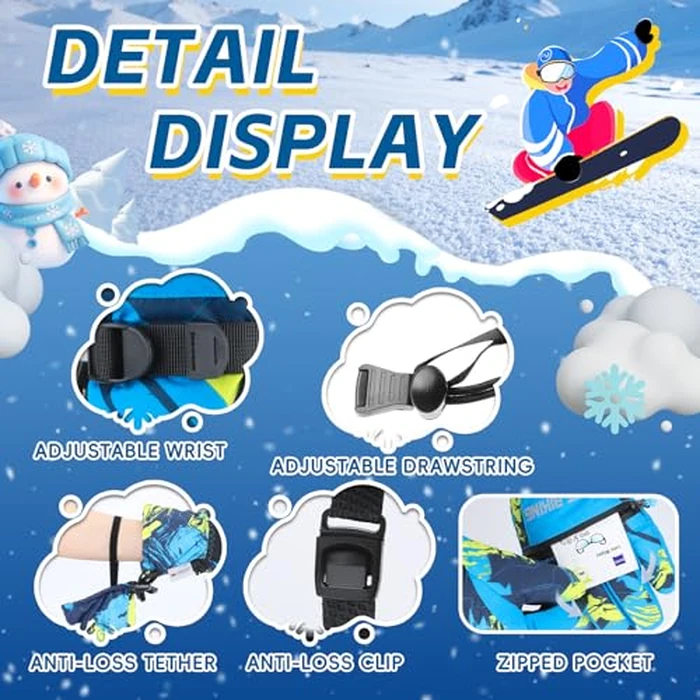 West Biking Winter Gloves for Boys and Girls, 3M Thinsulate Kids Winter Ski Gloves Suitable for Outdoor Activities, Cycling, and Snowboarding (Blue, Medium) by West Biking - Image 6