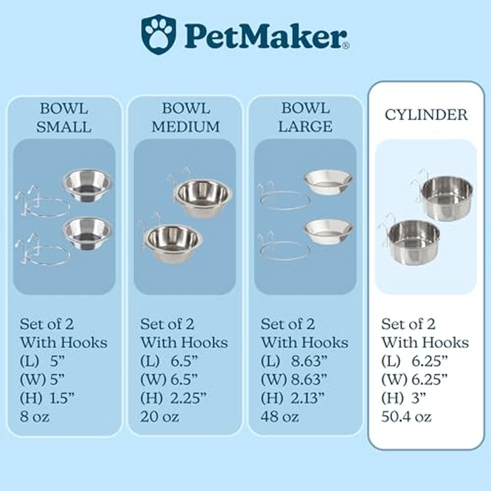 Set of 2 Stainless-Steel Dog Bowls - Cage, Kennel, and Crate Hanging Pet Bowls for Food and Water - 50.4oz or 6.3 Cups Each and Dishwasher Safe by PETMAKER by PETMAKER - Image 6