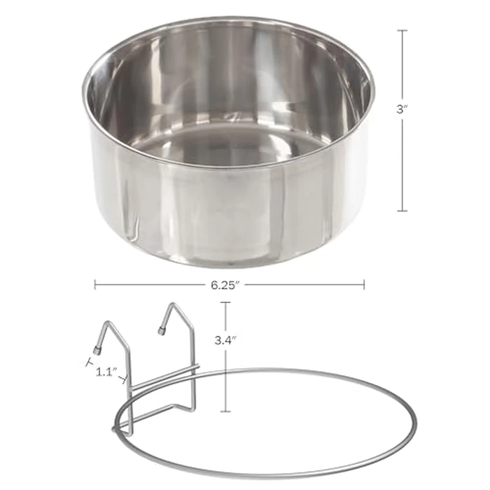 Set of 2 Stainless-Steel Dog Bowls - Cage, Kennel, and Crate Hanging Pet Bowls for Food and Water - 50.4oz or 6.3 Cups Each and Dishwasher Safe by PETMAKER by PETMAKER - Image 7