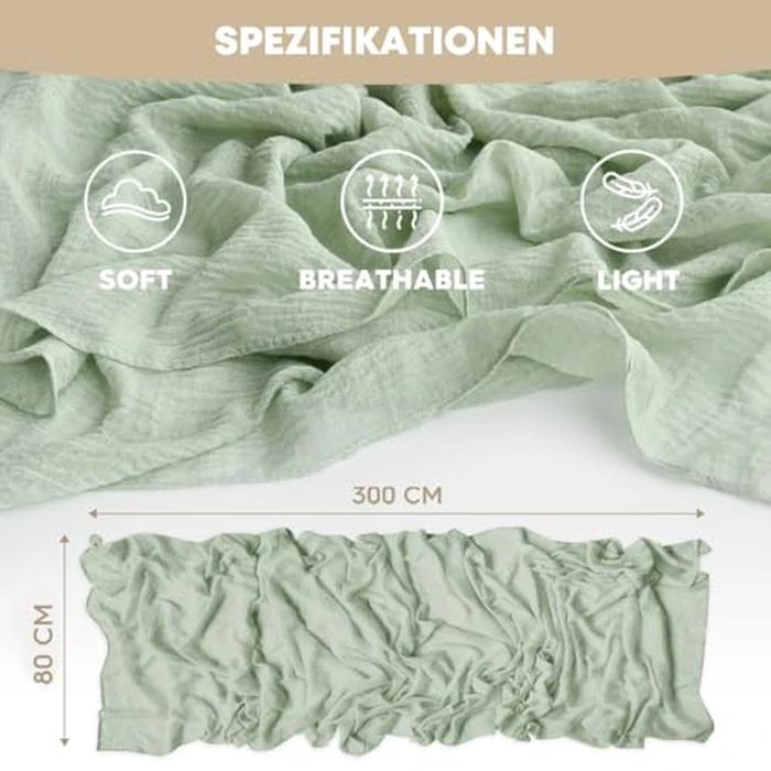 Artoid Mode Boho Sage Green Gauze 3 Pieces Wedding Table Runner, 300 cm Seasonal Fabric Kitchen Dining Holiday Table Decor for Home Party Indoor by Artoid Mode - Image 5