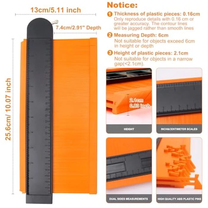 10 Inch Super Gauge Shape and Outline Tool, Contour Gauge Profile Tool with Lock, Measuring Tools Shape Duplicator Woodworking Tools by MECHEER - Image 3