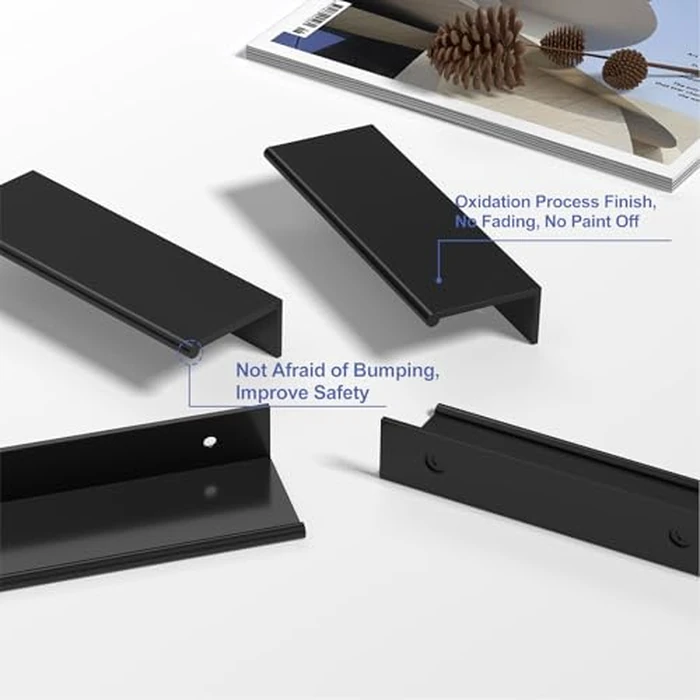 Peaha 25 Pack Kitchen Cabinet Handles 7-1/2 inch Black Pulls for Dresser Drawers Door Edge Finger Pull Aluminum Alloy Hardware by Peaha - Image 4
